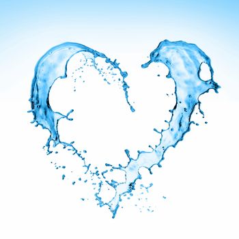 Water splash with freezing motion heart shaped