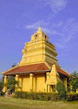 The Little Pagoda in Temple and Blue Sky