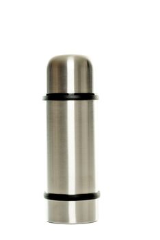 Thermo flask on the white background