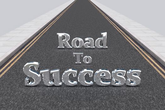 Illustration of a long road with the words "Road To Success"