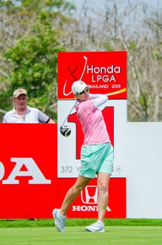 CHONBURI - FEBRUARY 28: Karrie Webb of Australia in Honda LPGA Thailand 2015 at Siam Country Club, Pattaya Old Course on February 28, 2015 in Chonburi, Thailand.