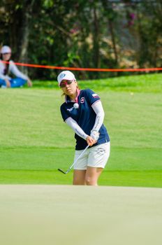 CHONBURI - FEBRUARY 28: Mika Miyazato of Japan in Honda LPGA Thailand 2015 at Siam Country Club, Pattaya Old Course on February 28, 2015 in Chonburi, Thailand.