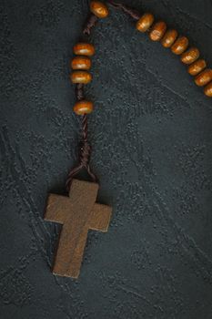 Christian cross necklace on Holy Bible book, Jesus religion concept as good friday or easter festival