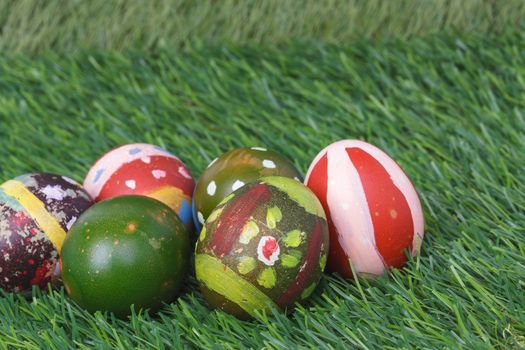 Happy easter eggs festival event on grass,can use as background