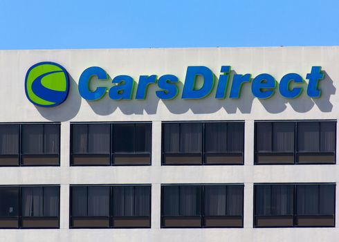 EL SEGUNDO, CA/USA - MARCH 7, 2015: CarsDirect headquarters and logo. CarsDirect is an American online automotive research portal and car buying service.