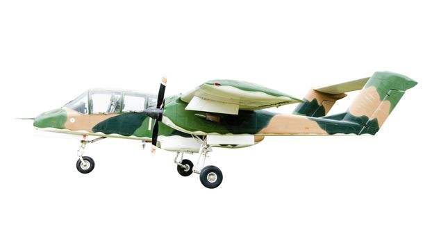 Old combat aircraft isolated on white background with clipping paths