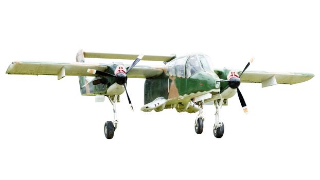 Old combat aircraft isolated on white background with clipping paths