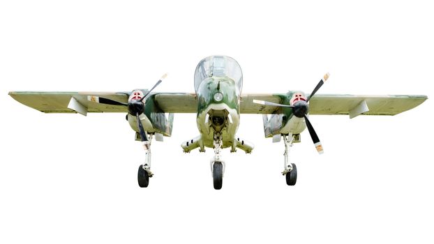 Old combat aircraft isolated on white background with clipping paths