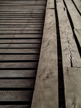 The old wooden bridge across the river