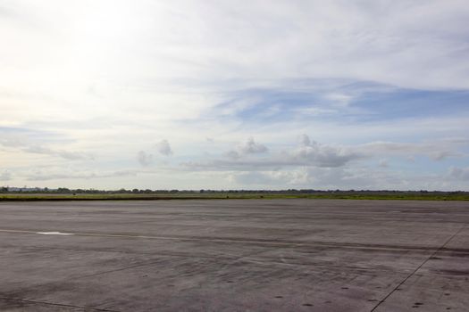 View runway with blue sky cloud background