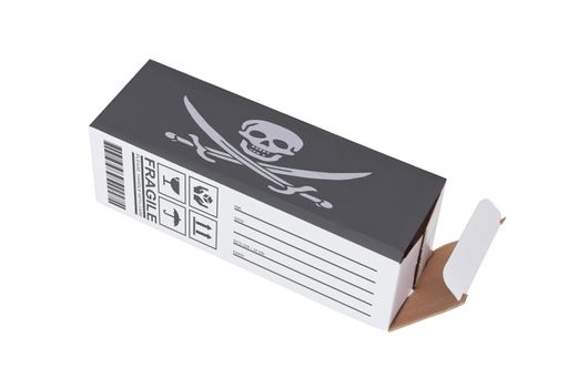 Concept of export, opened paper box - Illegal product