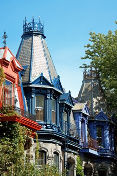 Colorful victorian houses in Montreal