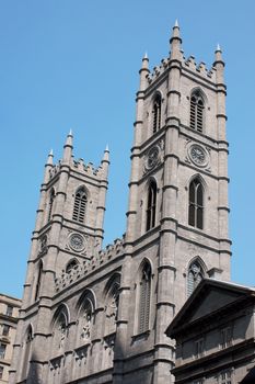 Notre Dame Basilica in Old Montreal in gothic revival style by architect James O'Donnel