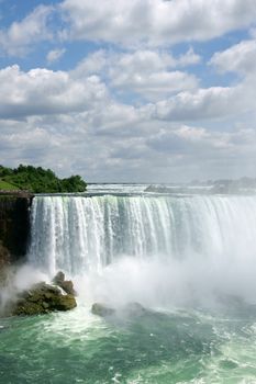 Horseshoe Niagara Falls on a cloudy day