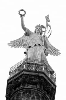 B&W close-up of the Angel on Victory Column in Berlin