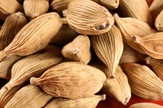 Macro of Green cardamom  grains  also called Elettaria