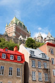 Chateau Frontenac in Quebec City. View from the lower old city.