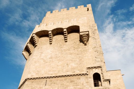 Torres de Serranos, the monumental gothic city gates of Valencia, Spain.