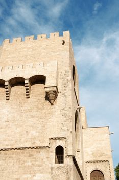 Detail of Torres de Serranos, the monumental gothic city gates of Valencia, Spain.