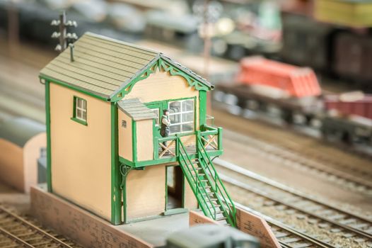 signal box and controller on a miniature model railway - shallow d.o.f.