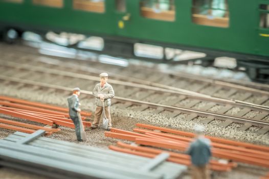 miniature model railroad workers - shallow d.o.f.