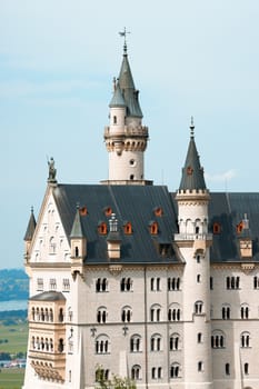 View of Ludwig II of Bavaria's Neuschwanstein Castle in Bavaria, Germany.