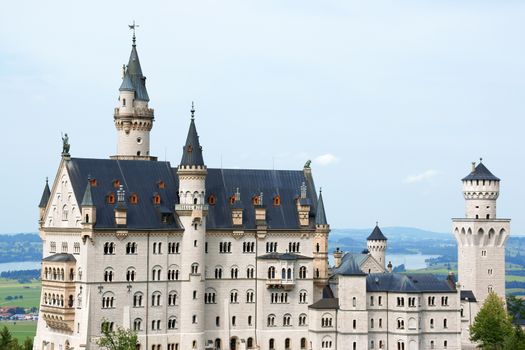 View of Ludwig II of Bavaria's Neuschwanstein Castle in Bavaria, Germany.