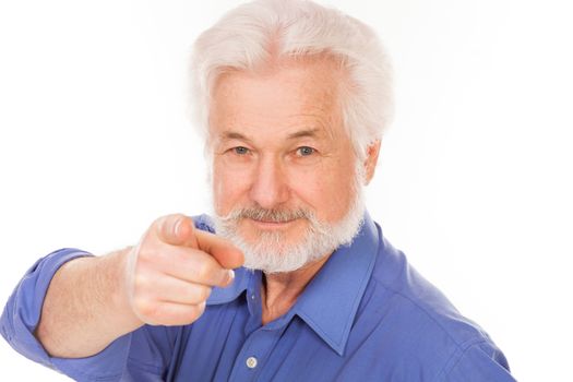 Handsome elderly man with gray beard isolated over white background