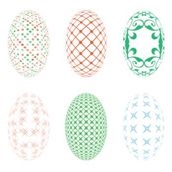 Illustration of six easter eggs on a white background