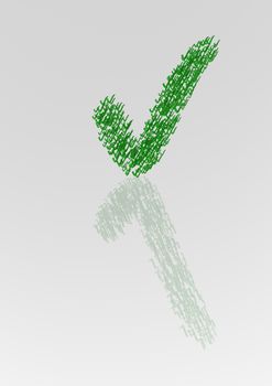 Check mark sign made from a set of small check marks.