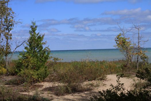 The beach early fall after rain storm going through