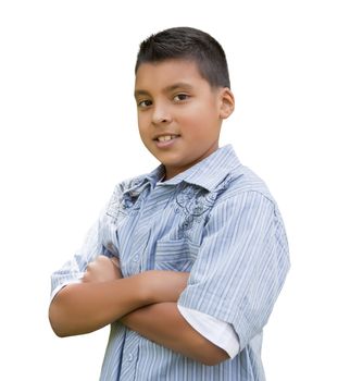 Handsome Young Hispanic Boy Isolated on a White Background.