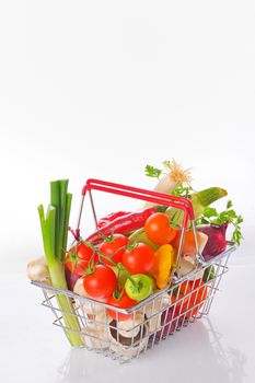 Assortment of fresh vegetables in basket