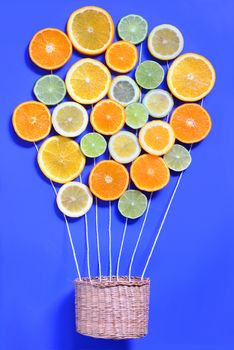 Abstract Citrus fruits and basket