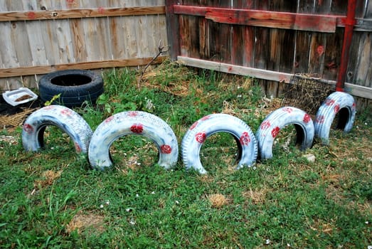 Garden tires exterior view.