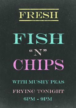 Fish N Chips on  Srached Chalkboard