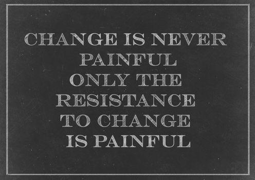 Chalk drawing - concept of Change is never painful, only the resistance to change is painful