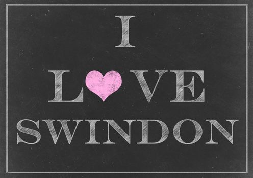 Chalk drawing - I love Swindon sign