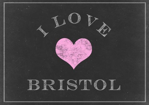 Chalk drawing - I love Bristol sign