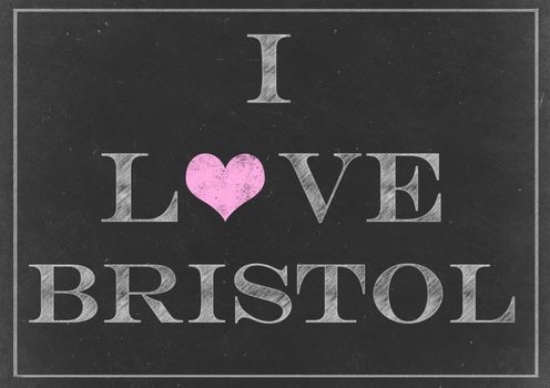 Chalk drawing - I love Bristol sign