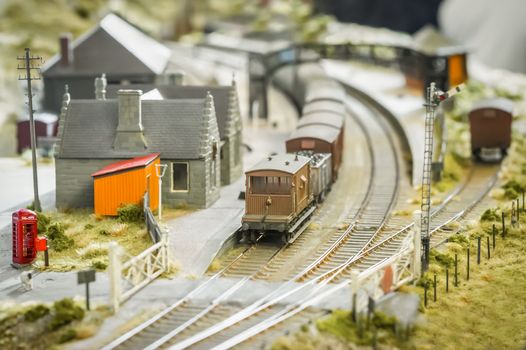 British rural village model railway station - shallow d.o.f.