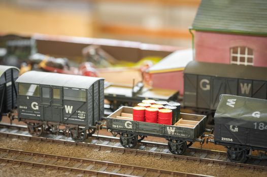 freight goods wagons detail on a model railway