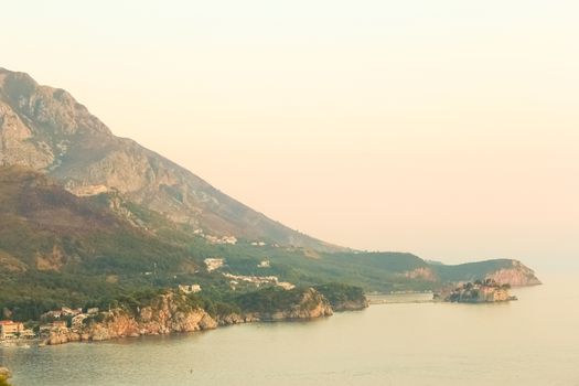 The landscape of the Adriatic coast of Bar, Montenegro.