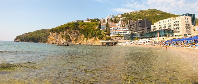 Montenegro, Budva - JUNE 06, 2014: view on sea beach