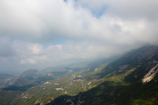 The mountain road in Montenegro. Top view