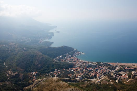 Montenegro, Rafailovici - JUNE 06, 2014: view on sea beach