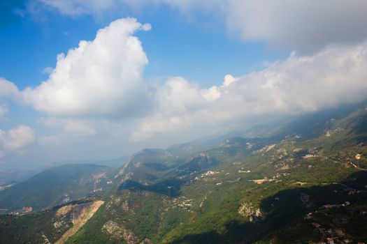 The mountain road in Montenegro. Top view