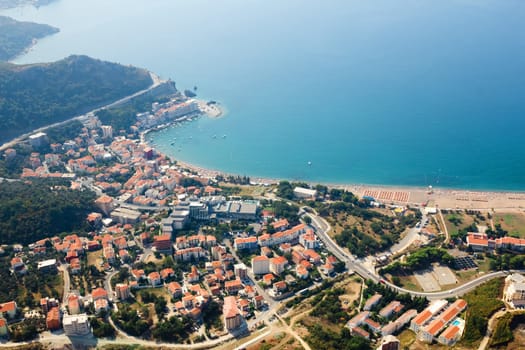 Montenegro, Rafailovici - JUNE 06, 2014: view on sea beach