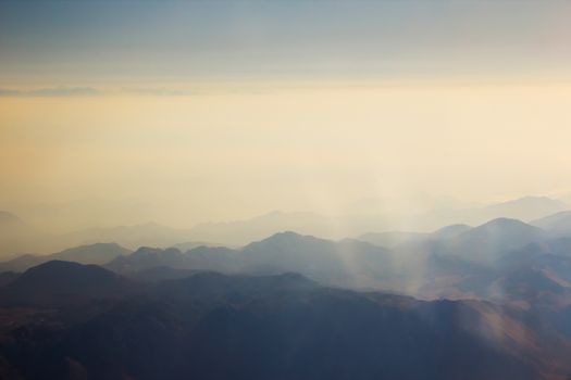 Landscape of Mountain.  view from the airplane window