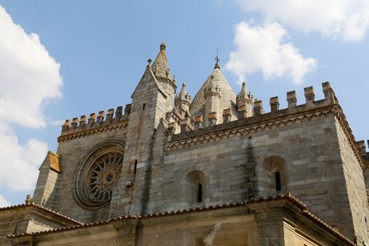 Facade of the Cathedral of Evora, Portugal